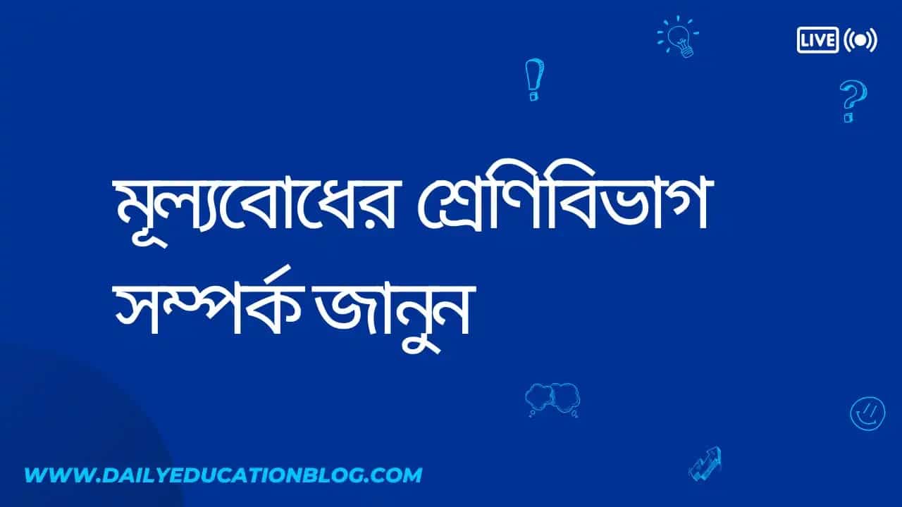 মূল্যবোধের শ্রেণিবিভাগ (Classification of Values)