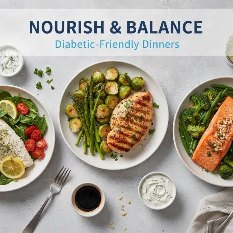 A collection of fifteen healthy, colorful diabetic-friendly dinners in meal prep containers A collection of fifteen healthy, colorful diabetic-friendly dinners in meal prep containers